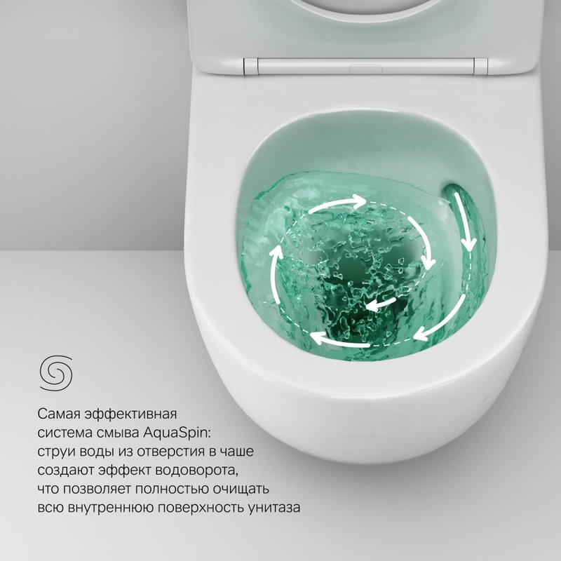 Унитаз подвесной AM.PM Like C801900SC AquaSpin с микролифтом, глянцевый белый