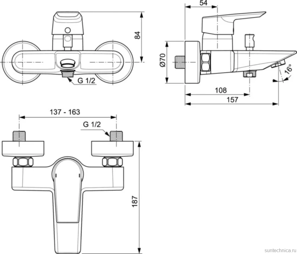 Смеситель для ванны с душем Ideal Standard Tesi A6583AA