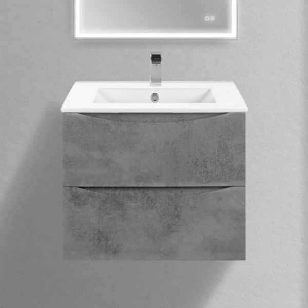 Тумба с раковиной Vincea Mia Slim 60, 2 ящика, бетон