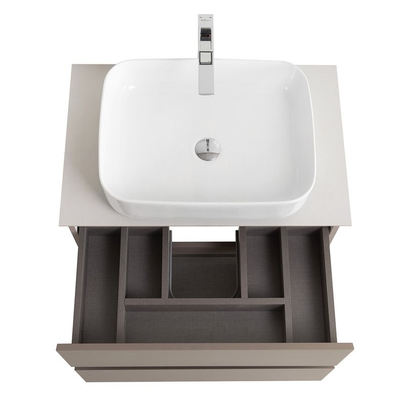 Тумба под раковину со столешницей BelBagno Kraft 60 подвесная, матовая бежевая, столешница kep-60-bo