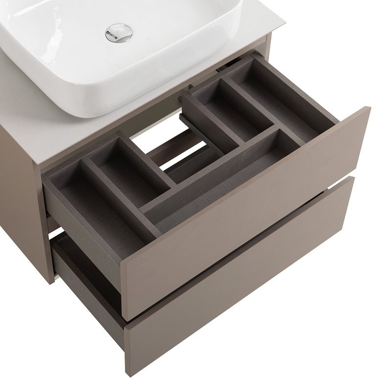 Тумба под раковину со столешницей BelBagno Kraft 60 подвесная, матовая бежевая, столешница kep-60-bo