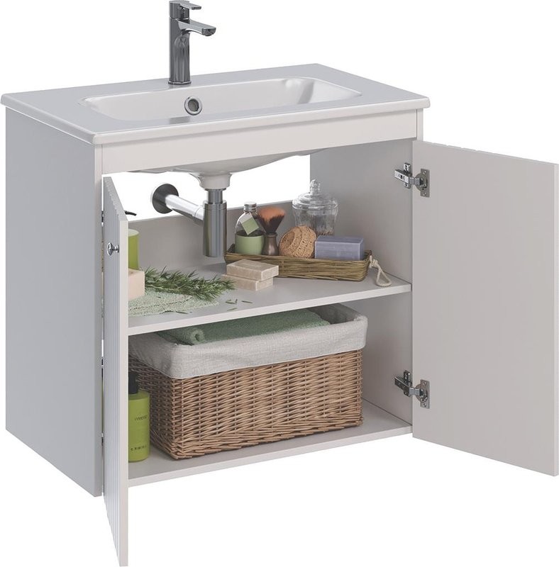 Тумба под раковину Lemark Romance 80 белая глянцевая