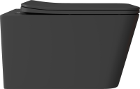 Унитаз подвесной Aqueduto Macio MAC0140 безободковый, с микролифтом, черный матовый + Ершик Ridder Gaudy Gaudy 2231414 оранжевый