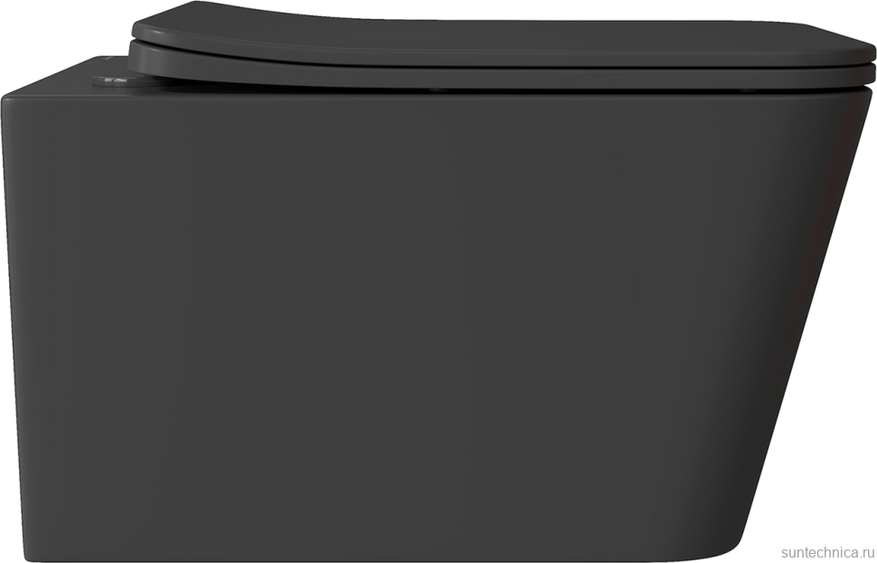 Унитаз подвесной Aqueduto Macio MAC0140 безободковый, с микролифтом, черный матовый + Ершик Ridder Gaudy Gaudy 2231414 оранжевый