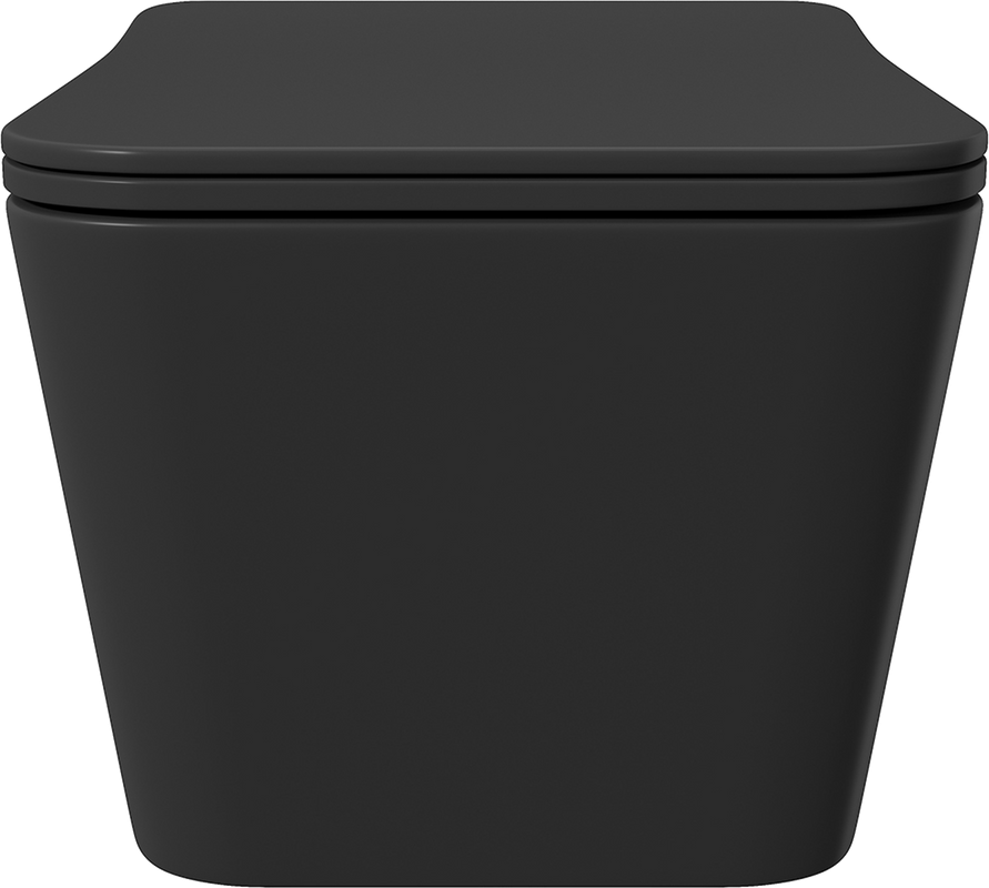 Унитаз подвесной Aqueduto Macio MAC0140 безободковый, с микролифтом, черный матовый + Ершик Ridder Gaudy Gaudy 2231414 оранжевый
