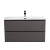 Тумба с раковиной BelBagno Kraft 100 подвесная, матовая темно-серая, раковина bb-8099-100