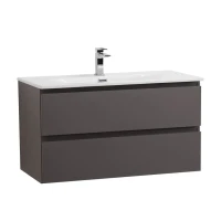 Тумба с раковиной BelBagno Kraft 100 подвесная, матовая темно-серая, раковина bb-8099-100