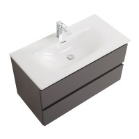 Тумба с раковиной BelBagno Kraft 100 подвесная, матовая темно-серая, раковина bb-8099-100