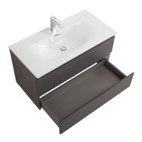 Тумба с раковиной BelBagno Kraft 100 подвесная, матовая темно-серая, раковина bb-8099-100