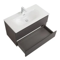 Тумба с раковиной BelBagno Kraft 100 подвесная, матовая темно-серая, раковина bb-8099-100