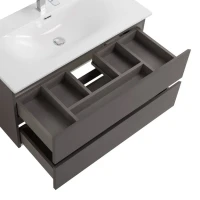 Тумба с раковиной BelBagno Kraft 100 подвесная, матовая темно-серая, раковина bb-8099-100
