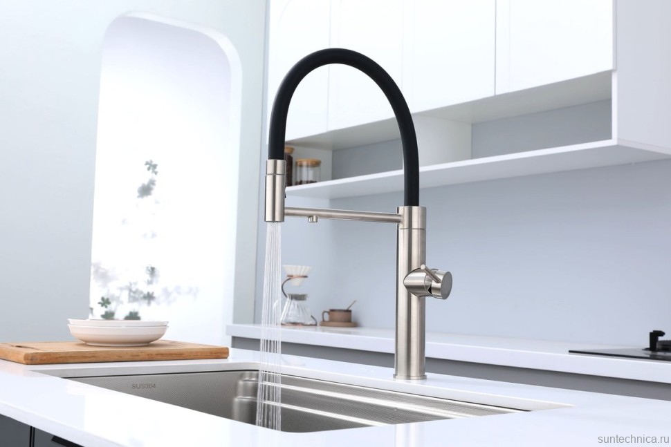 Смеситель для кухни Paulmark Ganymede Ga213199-BS с гибким изливом, брашированная сталь