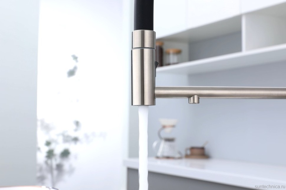 Смеситель для кухни Paulmark Ganymede Ga213199-BS с гибким изливом, брашированная сталь