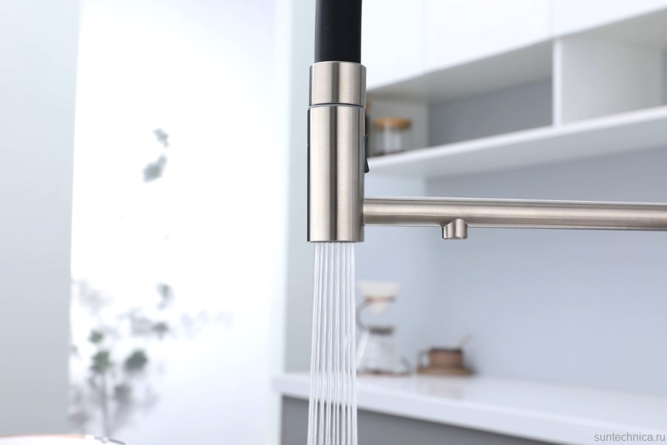 Смеситель для кухни Paulmark Ganymede Ga213199-BS с гибким изливом, брашированная сталь