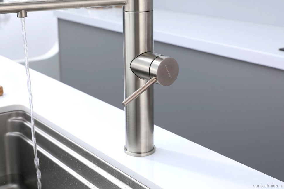 Смеситель для кухни Paulmark Ganymede Ga213199-BS с гибким изливом, брашированная сталь
