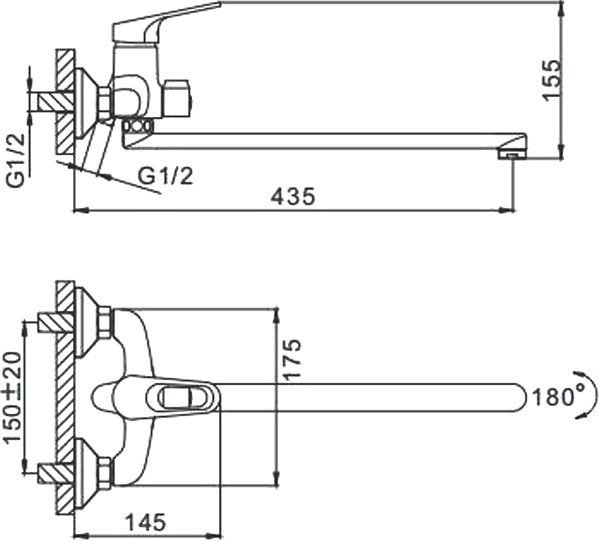 Смеситель с длинным изливом для ванны Frap H13 F2213
