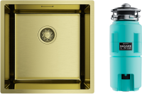Комплект Мойка Omoikiri TADZAVA 44-U/I-Ultra светлое золото + Измельчитель Nagare slim 1250-AZ azur blue
