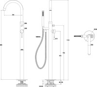 Напольный смеситель для ванны с душем WHITECROSS Y Y1233GLB С ВНУТРЕННЕЙ ЧАСТЬЮ, брашированное золото