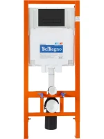 Комплект Унитаз подвесной BelBagno Sela BB3201CHR-MB крышка BB3201SC-MB, безободковый, с микролифтом + Система инсталляции для унитазов BelBagno BB002
