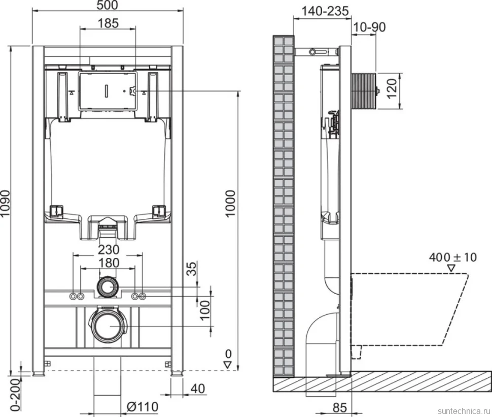 Комплект Унитаз подвесной BelBagno Sela BB3201CHR-MB крышка BB3201SC-MB, безободковый, с микролифтом + Система инсталляции для унитазов BelBagno BB002