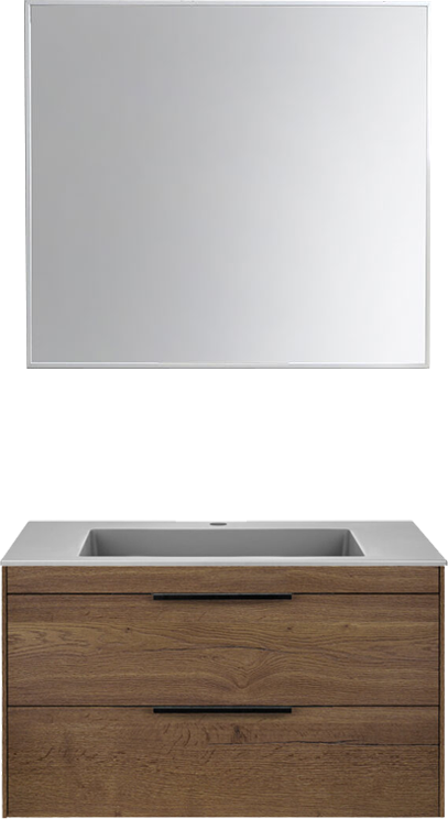 Мебель для ванной комнаты Vincea Chiara 2D 80, 2 ящика, дуб табак, с серой раковиной
