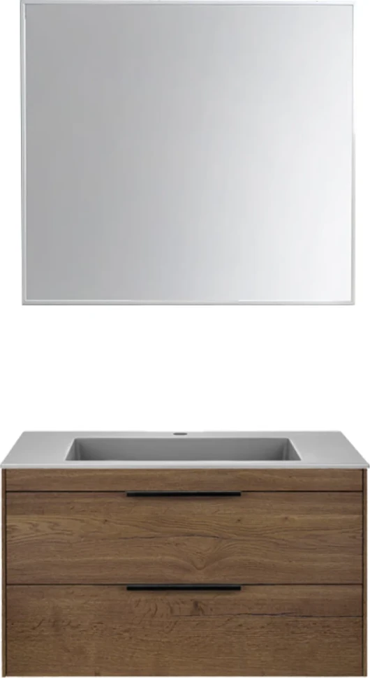 Мебель для ванной комнаты Vincea Chiara 2D 80, 2 ящика, дуб табак, с серой раковиной