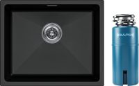 Комплект Мойка Paulmark Lumi LU55-BL черная + Измельчитель Intenso