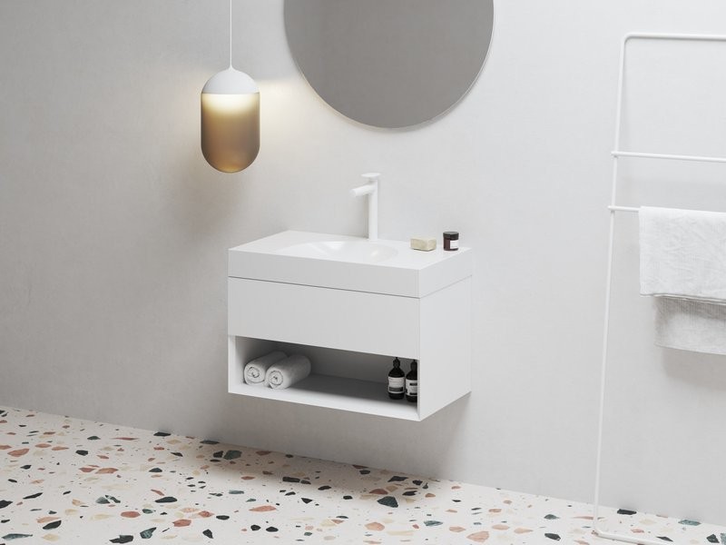 Тумба с раковиной Ravak Lite SD 80 глянцевая белая, раковина Lite XJX01280004