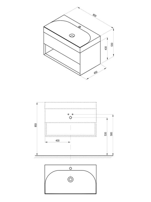 Тумба с раковиной Ravak Lite SD 80 глянцевая белая, раковина Lite XJX01280004