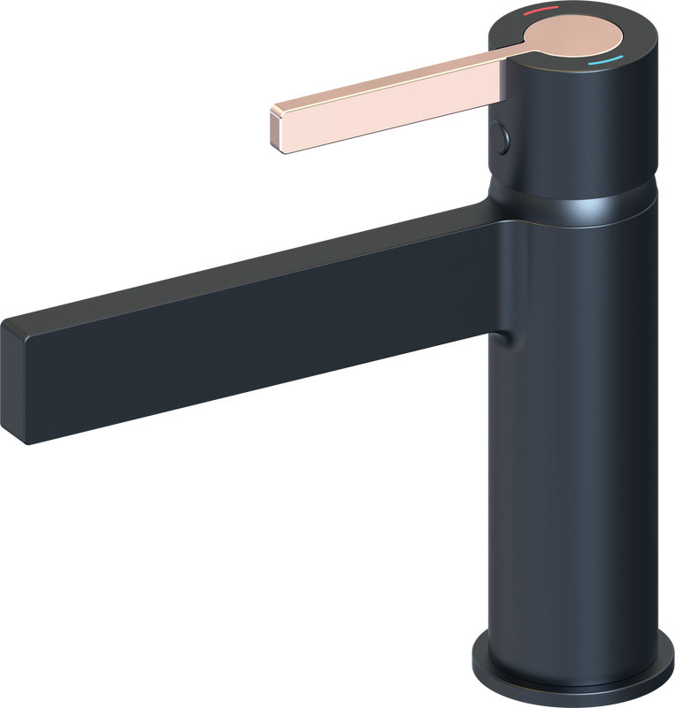 Смеситель для раковины beWash Incanto BVMM1BS238 черный, розовое золото