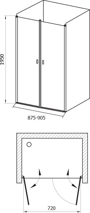 Душевая дверь в нишу Ravak Chrome CSDL2-90 Transparent, профиль сатин
