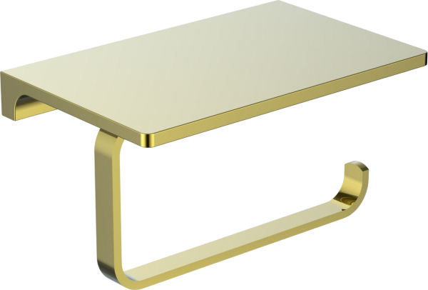 Держатель туалетной бумаги Wonzon & Woghand WW-9126-LG глянцевое золото, с полкой