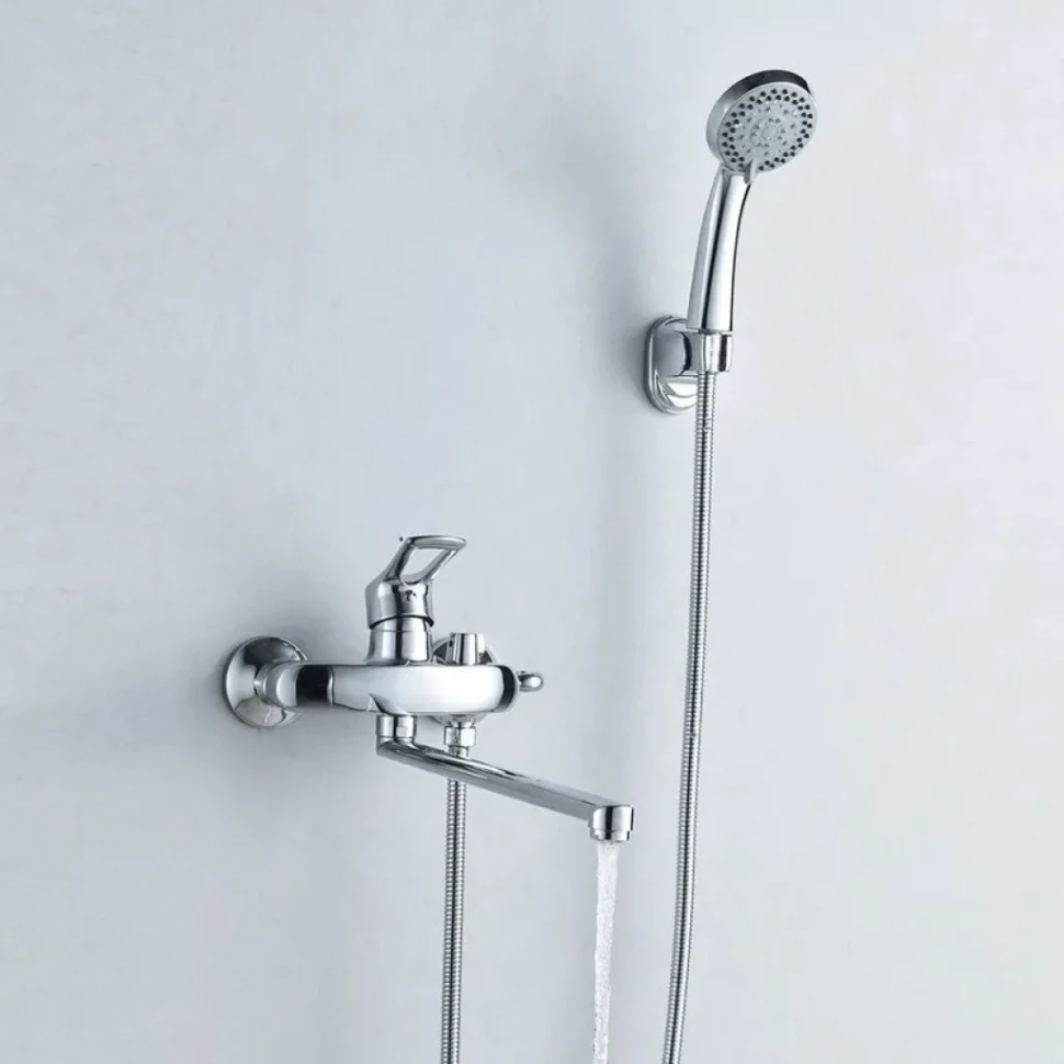 Смеситель с длинным изливом для ванны Shevanik S5172 хром