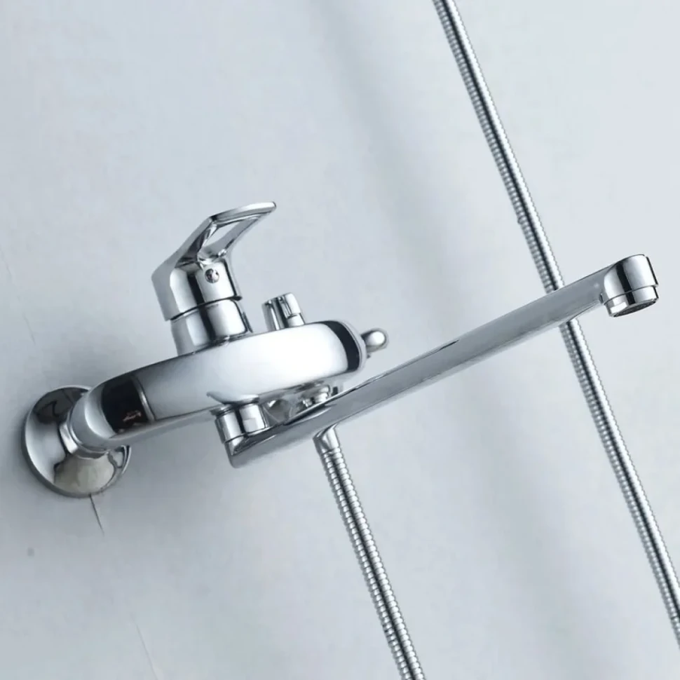 Смеситель с длинным изливом для ванны Shevanik S5172 хром