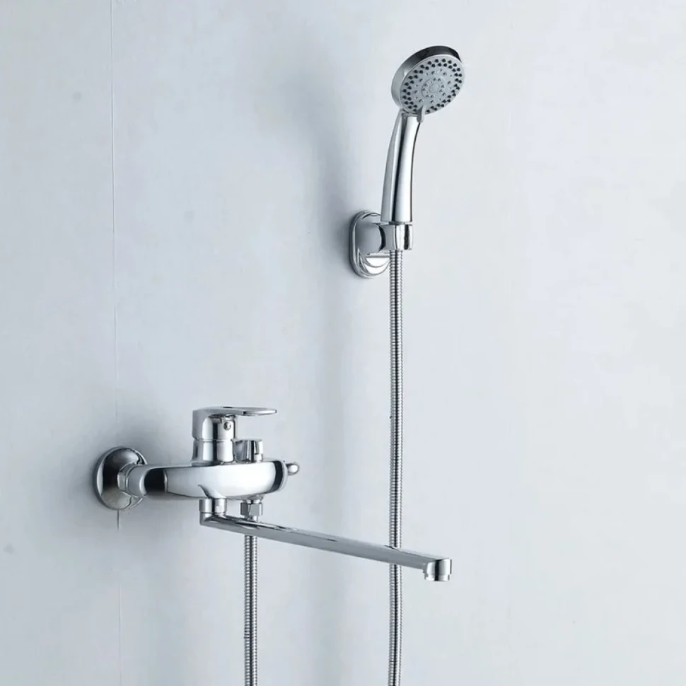 Смеситель с длинным изливом для ванны Shevanik S5172 хром