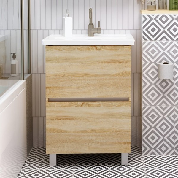 Тумба с раковиной 1MarKa Aris 70Н напольная, дуб сонома