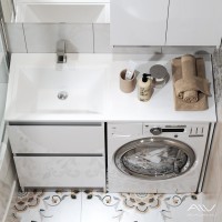 Тумба с раковиной Alavann Soft Silver 120 L под стиральную машину, белая