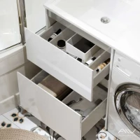 Тумба с раковиной Alavann Soft Silver 120 L под стиральную машину, белая