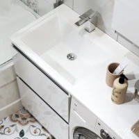Тумба с раковиной Alavann Soft Silver 120 L под стиральную машину, белая