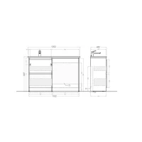 Тумба с раковиной Alavann Soft Silver 120 L под стиральную машину, белая