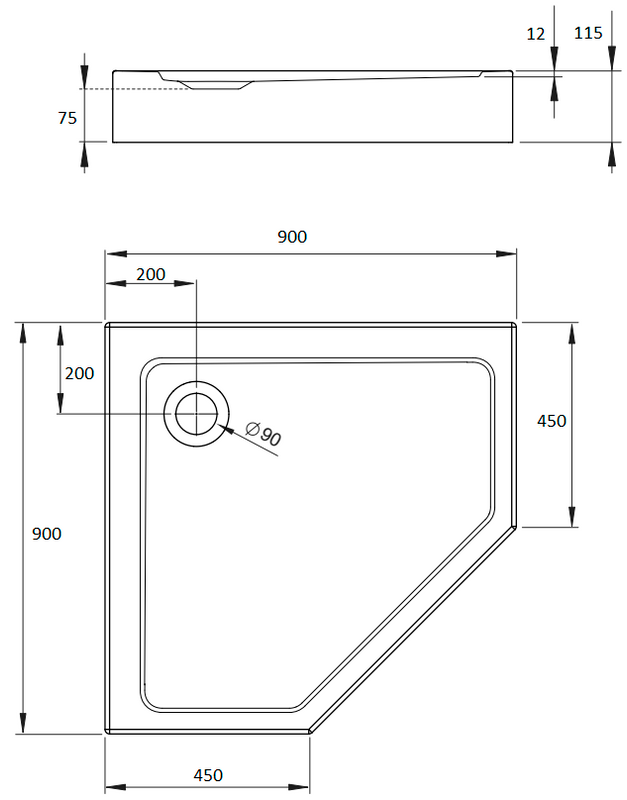 Поддон для душа Radaway Doros PT Compact 90x90 с сифоном
