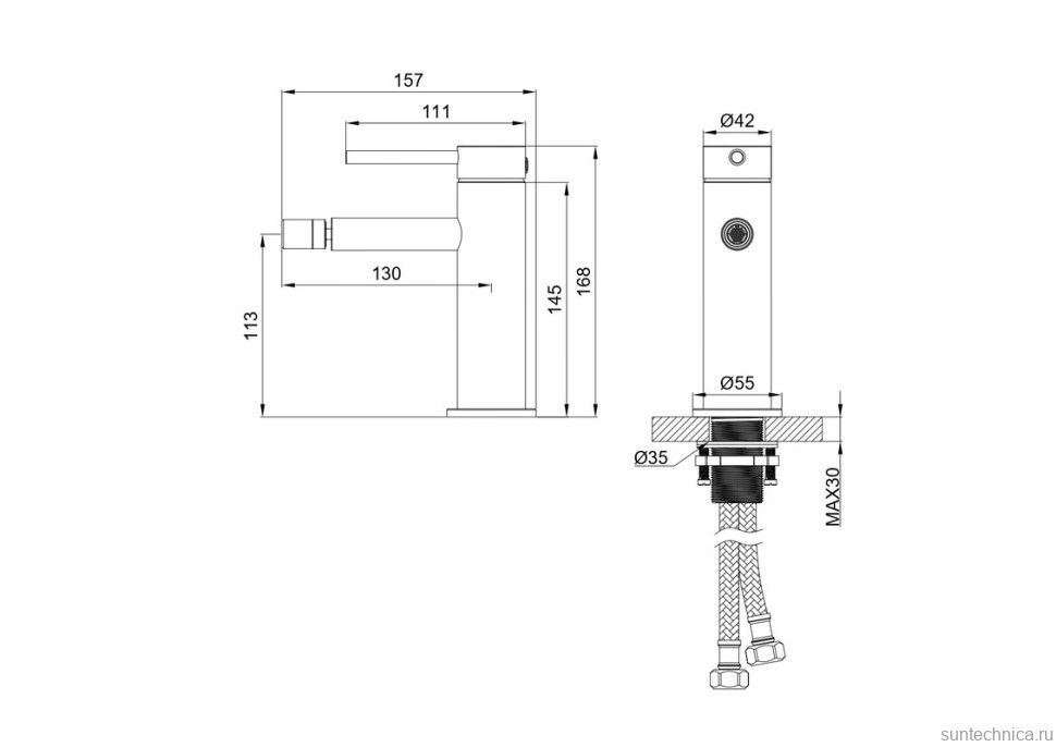 Смеситель для биде Wonzon & Woghand Stick WW-88339017-BGM темный графит