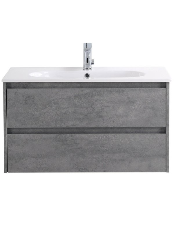 Тумба с раковиной BelBagno Kraft 100 подвесная, 2 ящика, cemento grigio