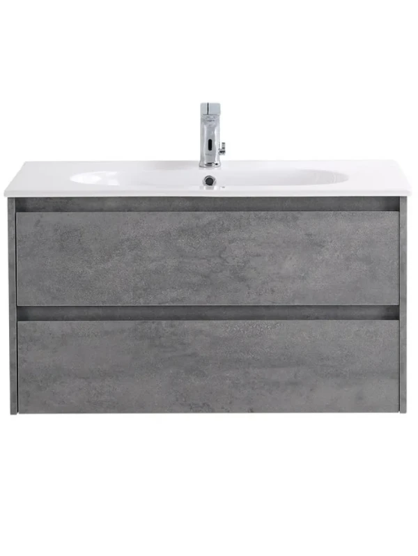 Тумба с раковиной BelBagno Kraft 100 подвесная, 2 ящика, cemento grigio