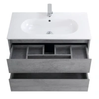 Тумба с раковиной BelBagno Kraft 100 подвесная, 2 ящика, cemento grigio