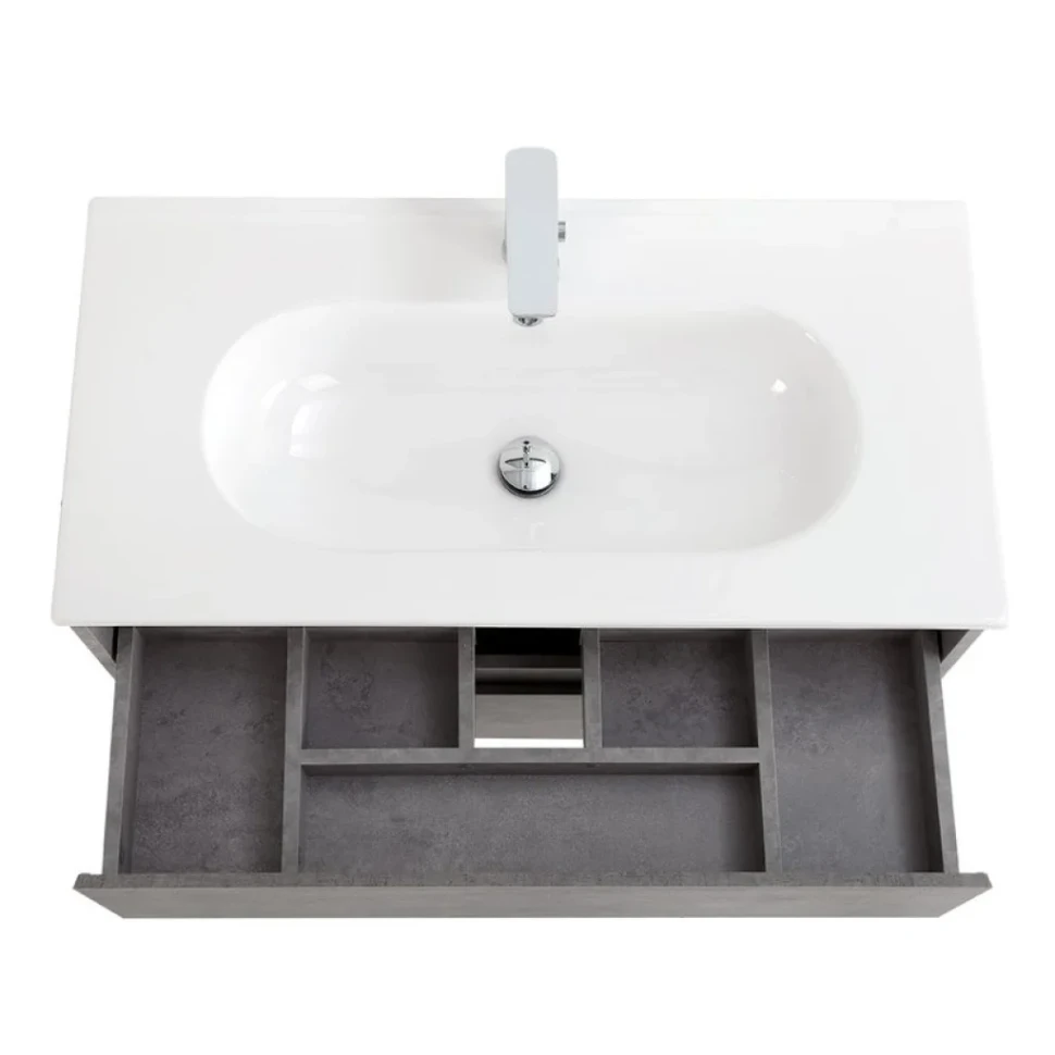 Тумба с раковиной BelBagno Kraft 100 подвесная, 2 ящика, cemento grigio