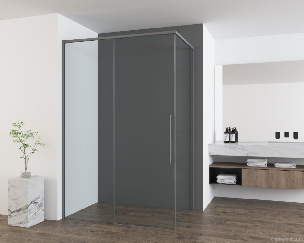 Душевой уголок Vincea Ultima VSR-7UL1012CLGM 120х100 см, профиль вороненая сталь, стекло прозрачное