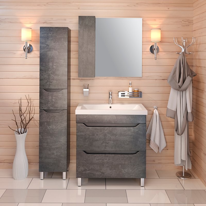 Зеркало Emmy Стоун L 80 серый бетон