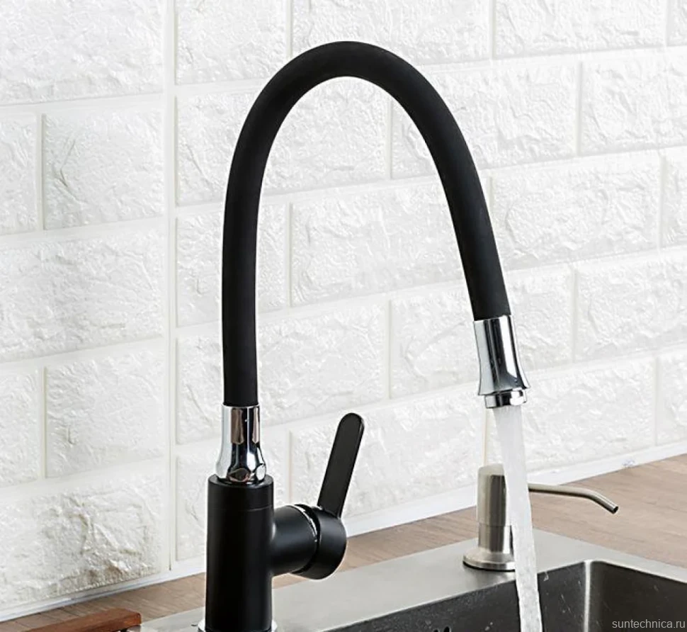 Смеситель для кухни Frap H42 F4042 с гибким изливом, черный