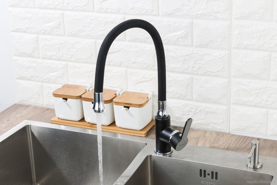 Смеситель для кухни Frap H42 F4042 с гибким изливом, черный